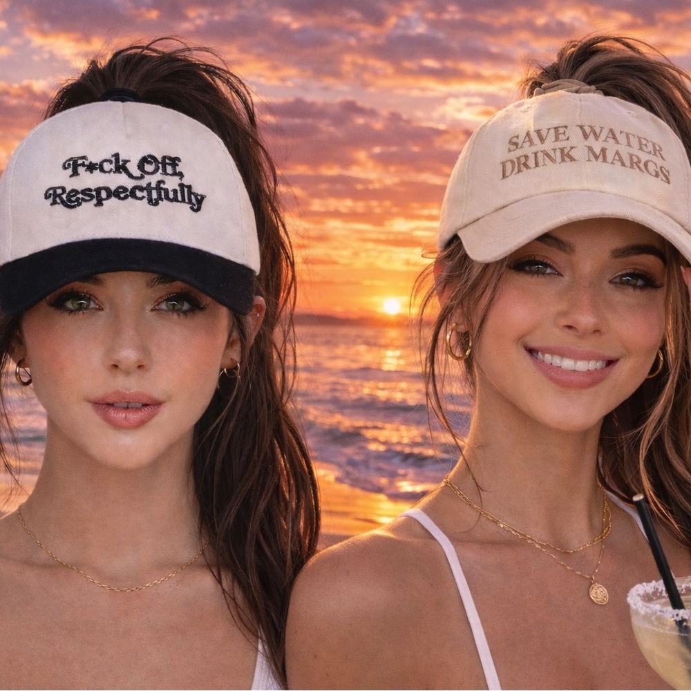 Women's F*CK OFF RESPECTFULLY
& SAVE WATER DRINK MARGS EMBROIDERED BASEBALL CAPS - Picture 9 of 9